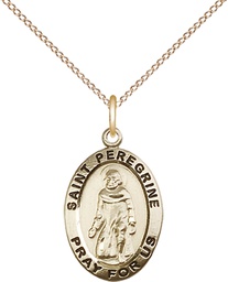 [3986GF/18GF] 14kt Gold Filled Saint Peregrine Pendant on a 18 inch Gold Filled Light Curb chain