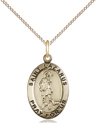 [3990GF/18GF] 14kt Gold Filled Saint Lazarus Pendant on a 18 inch Gold Filled Light Curb chain