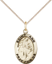 [3993GF/18GF] 14kt Gold Filled Saint Ann Pendant on a 18 inch Gold Filled Light Curb chain