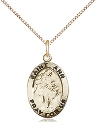 [3993GF/18GF] 14kt Gold Filled Saint Ann Pendant on a 18 inch Gold Filled Light Curb chain