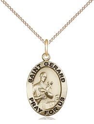 [3994GF/18GF] 14kt Gold Filled Saint Gerard Majella Pendant on a 18 inch Gold Filled Light Curb chain
