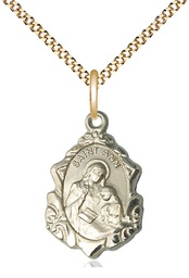 [0822AGF/18G] 14kt Gold Filled Saint Ann Pendant on a 18 inch Gold Plate Light Curb chain