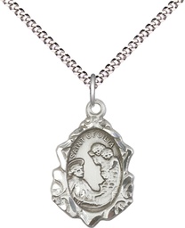 [0822CESS/18S] Sterling Silver Saint Cecilia Pendant on a 18 inch Light Rhodium Light Curb chain