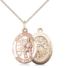 [8615GF/18GF] 14kt Gold Filled Saint Sebastian Karate Pendant on a 18 inch Gold Filled Light Curb chain