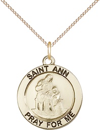 [4050GF/18GF] 14kt Gold Filled Saint Ann Pendant on a 18 inch Gold Filled Light Curb chain