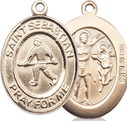 [7178GF] 14kt Gold Filled Saint Sebastian Field Hockey Medal