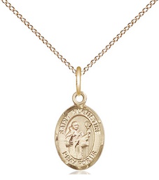 [9007GF/18GF] 14kt Gold Filled Saint Augustine Pendant on a 18 inch Gold Filled Light Curb chain