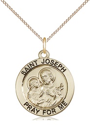 [4055GF/18GF] 14kt Gold Filled Saint Joseph Pendant on a 18 inch Gold Filled Light Curb chain