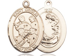 [7179GF] 14kt Gold Filled Saint Cecilia Marching Band Medal
