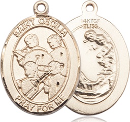 [7179GF] 14kt Gold Filled Saint Cecilia Marching Band Medal