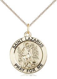 [4059GF/18GF] 14kt Gold Filled Saint Lazarus Pendant on a 18 inch Gold Filled Light Curb chain