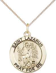 [4059GF/18GF] 14kt Gold Filled Saint Lazarus Pendant on a 18 inch Gold Filled Light Curb chain