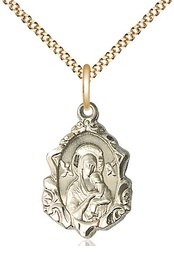 [0822HGF/18G] 14kt Gold Filled Our Lady of Perpetual Help Pendant on a 18 inch Gold Plate Light Curb chain