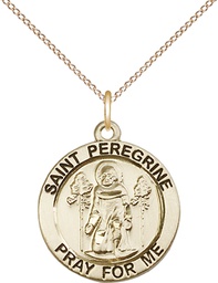 [4060GF/18GF] 14kt Gold Filled Saint Peregrine Pendant on a 18 inch Gold Filled Light Curb chain