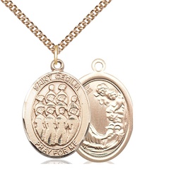 [7180GF/24GF] 14kt Gold Filled Saint Cecilia Choir Pendant on a 24 inch Gold Filled Heavy Curb chain