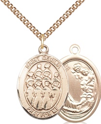 [7180GF/24GF] 14kt Gold Filled Saint Cecilia Choir Pendant on a 24 inch Gold Filled Heavy Curb chain