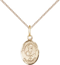[9012GF/18GF] 14kt Gold Filled Saint Alexander Sauli Pendant on a 18 inch Gold Filled Light Curb chain