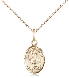 [9012GF/18GF] 14kt Gold Filled Saint Alexander Sauli Pendant on a 18 inch Gold Filled Light Curb chain