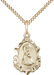 [0822IGF/18G] 14kt Gold Filled Infant of Prague Pendant on a 18 inch Gold Plate Light Curb chain