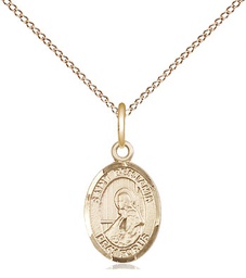 [9013GF/18GF] 14kt Gold Filled Saint Benjamin Pendant on a 18 inch Gold Filled Light Curb chain