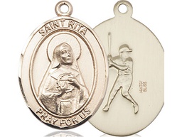 [7181GF] 14kt Gold Filled Saint Rita Baseball Medal