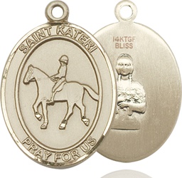 [7182GF] 14kt Gold Filled Saint Kateri Equestrian Medal