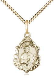 [0822JGF/18G] 14kt Gold Filled Saint Jude Pendant on a 18 inch Gold Plate Light Curb chain