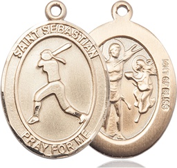 [7183GF] 14kt Gold Filled Saint Sebastian  Softball Medal