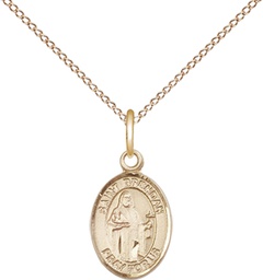 [9018GF/18GF] 14kt Gold Filled Saint Brendan the Navigator Pendant on a 18 inch Gold Filled Light Curb chain