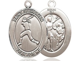 [7183SS] Sterling Silver Saint Sebastian  Softball Medal