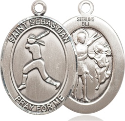 [7183SS] Sterling Silver Saint Sebastian  Softball Medal