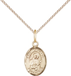 [9019GF/18GF] 14kt Gold Filled Saint Camillus of Lellis Pendant on a 18 inch Gold Filled Light Curb chain