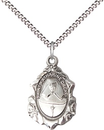 [0822KDSS/18S] Sterling Silver Saint Katharine Drexel Pendant on a 18 inch Light Rhodium Light Curb chain