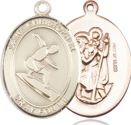 [7184GF] 14kt Gold Filled Saint Christopher Surfing Medal