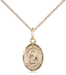 [9020GF/18GF] 14kt Gold Filled Saint Charles Borromeo Pendant on a 18 inch Gold Filled Light Curb chain