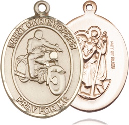 [7185GF] 14kt Gold Filled Saint Christopher Motorcycle Medal