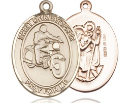 [7185GF] 14kt Gold Filled Saint Christopher Motorcycle Medal