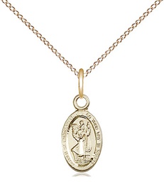 [4121CGF/18GF] 14kt Gold Filled Saint Christopher Pendant on a 18 inch Gold Filled Light Curb chain