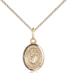[9022GF/18GF] 14kt Gold Filled Saint Christopher Pendant on a 18 inch Gold Filled Light Curb chain