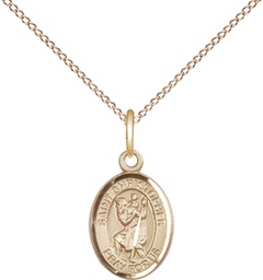 [9022GF/18GF] 14kt Gold Filled Saint Christopher Pendant on a 18 inch Gold Filled Light Curb chain