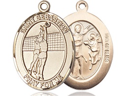 [7186GF] 14kt Gold Filled Saint Sebastian Volleyball Medal