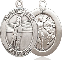 [7186SS] Sterling Silver Saint Sebastian Volleyball Medal