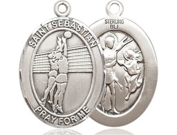 [7186SS] Sterling Silver Saint Sebastian Volleyball Medal