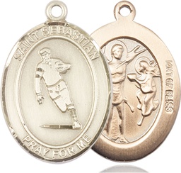 [7187GF] 14kt Gold Filled Saint Sebastian Rugby Medal