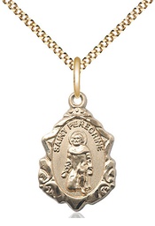 [0822PGF/18G] 14kt Gold Filled Saint Peregrine Pendant on a 18 inch Gold Plate Light Curb chain