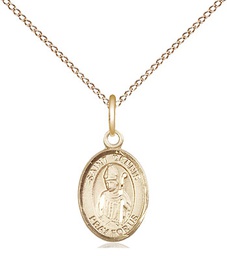 [9025GF/18GF] 14kt Gold Filled Saint Dennis Pendant on a 18 inch Gold Filled Light Curb chain