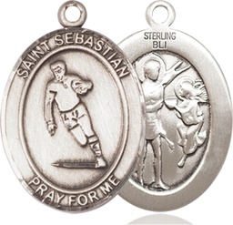 [7187SS] Sterling Silver Saint Sebastian Rugby Medal