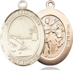 [7188GF] 14kt Gold Filled Saint Sebastian Fishing Medal