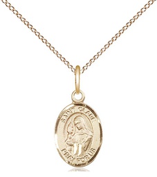 [9028GF/18GF] 14kt Gold Filled Saint Clare of Assisi Pendant on a 18 inch Gold Filled Light Curb chain