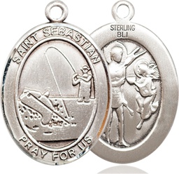 [7188SS] Sterling Silver Saint Sebastian Fishing Medal